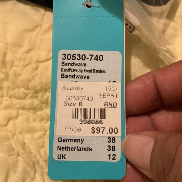 Seafolly Australia band wave zip front bandeau bikini top - Picture 8 of 11